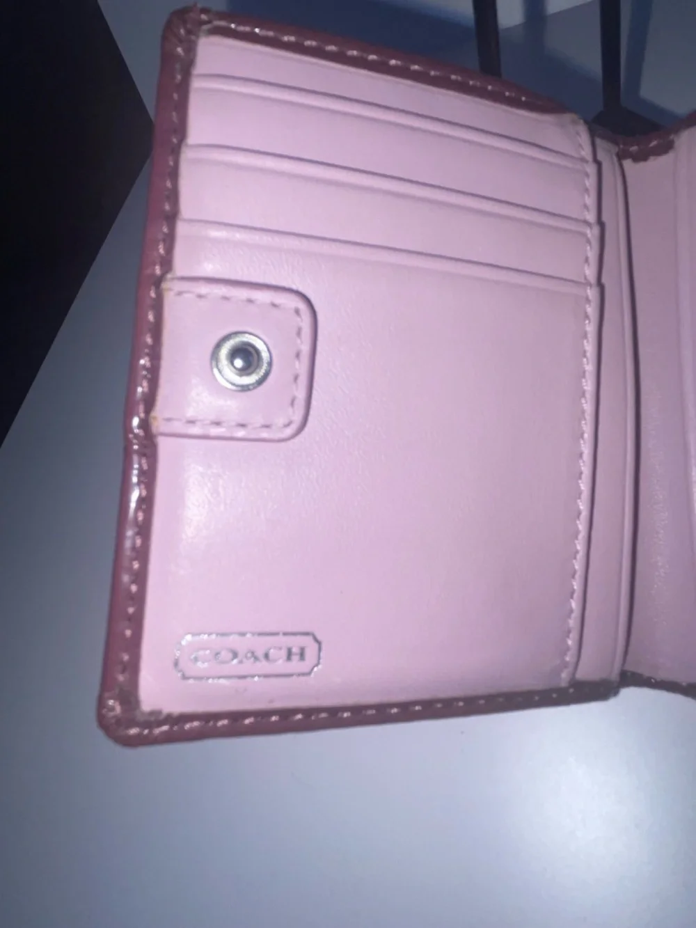 Coach Quilted Small Wallet in Plum with Brown Trim - Picture 5 of 10